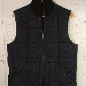 GAP 1969 Dark Blue Denim Quilted Vest Collar Zipper Front Men's Sz M